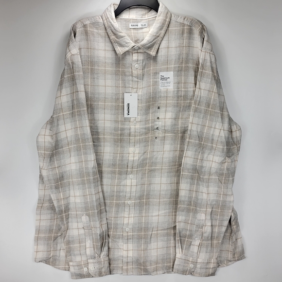 Sonoma Supersoft Flannel Long Sleeve Button Front Shirt Mens Size 3XL Tall Beige - Picture 1 of 8